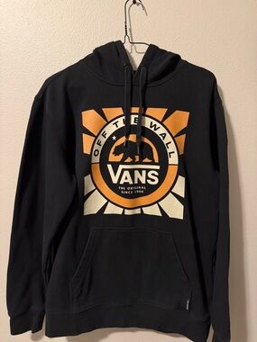 Vans Black Hoodie with Orange and Cream Graphic